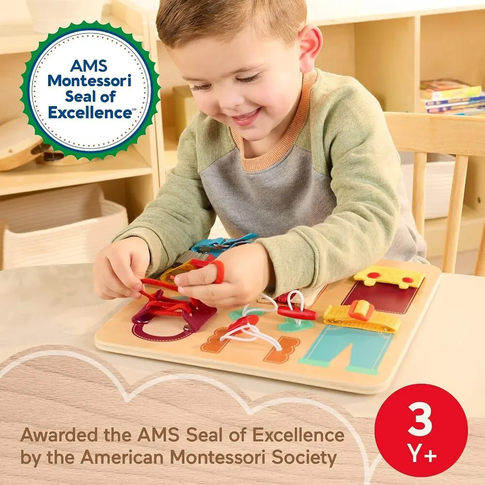 NWT Fisher-Price Wood Montessori Dressing Board Activity